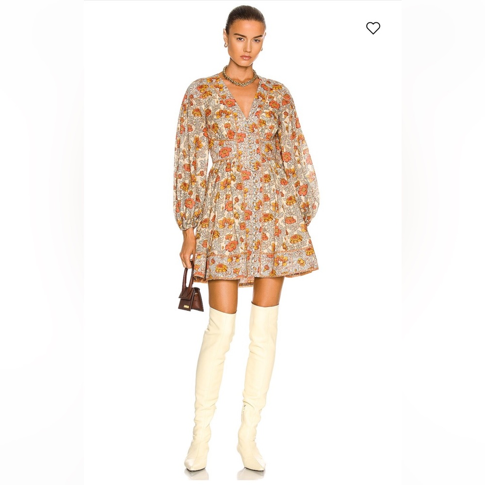 Zimmermann Andie Buttoned Mini Dress in Blue Floral 0P - Picture 6 of 14